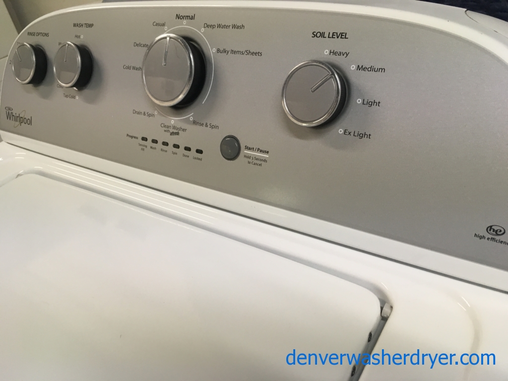 Slick Whirlpool HE Washer & HE Dryer w/Steam, 1-Year Warranty
