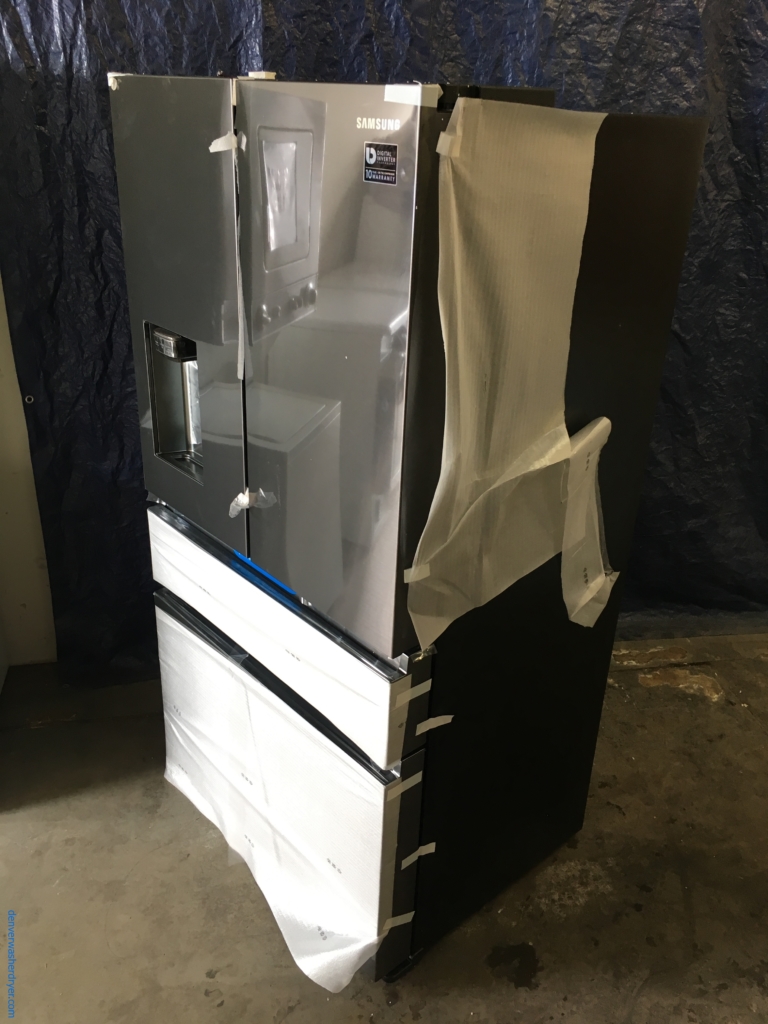 New Samsung 36″ Counter Depth 4-Door & French Door Refrigerator in Black Stainless (23 Cu. Ft. ), 5-Year Warranty