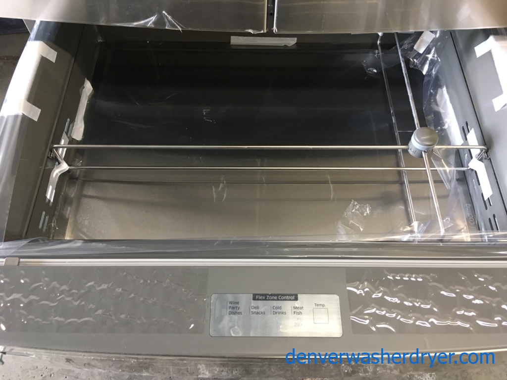 New Samsung Stainless 36″ 4-Door French Door Refrigerator (28 Cu. Ft. ), 1-Year Warranty