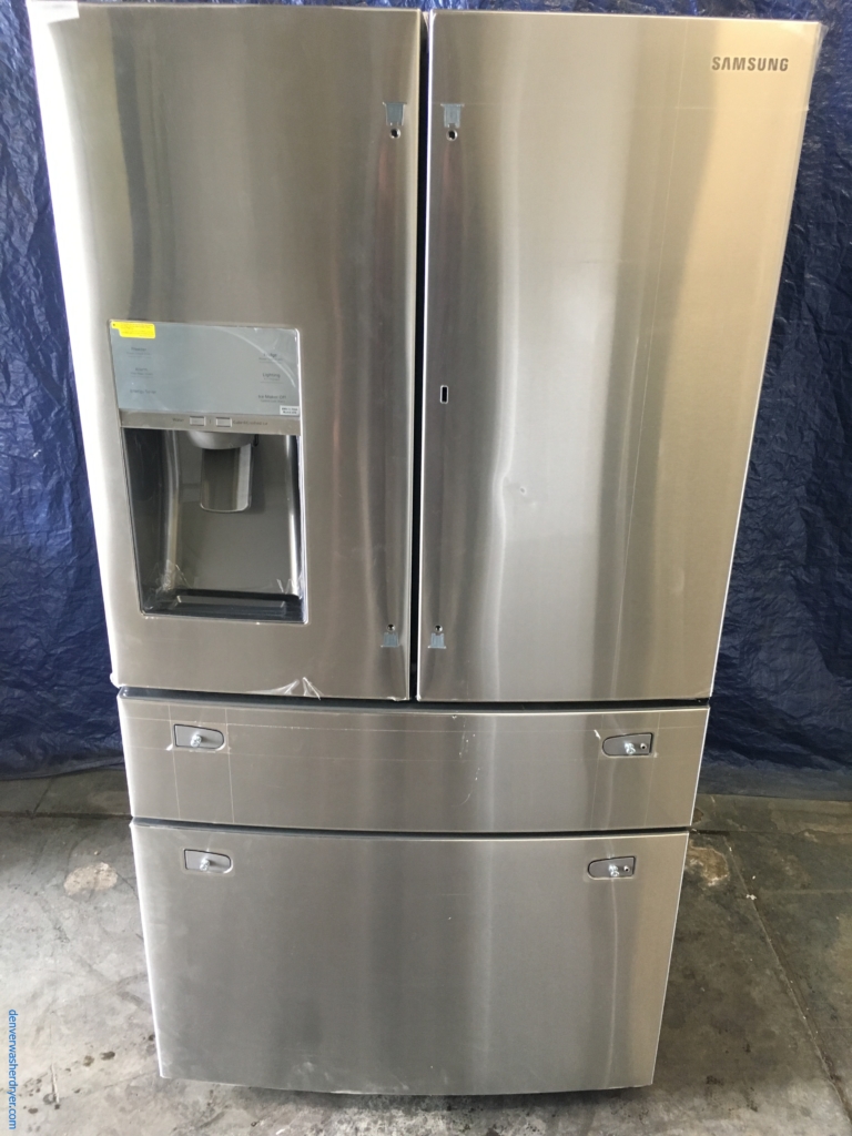 New Samsung Stainless 36″ 4-Door French Door Refrigerator (28 Cu. Ft. ), 1-Year Warranty
