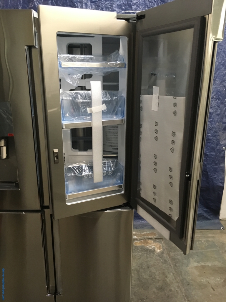 NEW Stainless Samsung 36″ Counter-Depth 4-Door w/ French Door Refrigerator, (22 Cu. Ft.), 1-Year Warranty