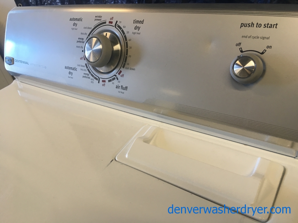 29″ Maytag Centennial Series Electric Dryer, 1-Year Warranty