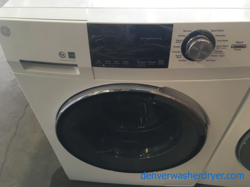 BRAND-NEW GE Front-Load Direct-Drive Washer with Steam & Electric Dryer Set, 6-Month Warranty