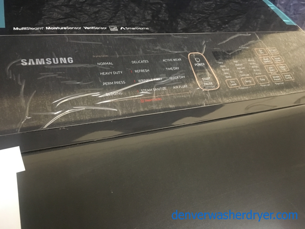 BRAND-NEW HE Samsung Direct-Drive with Steam Washer & Electric with Steam Dryer Set, Black Stainless, 1-Year Warranty