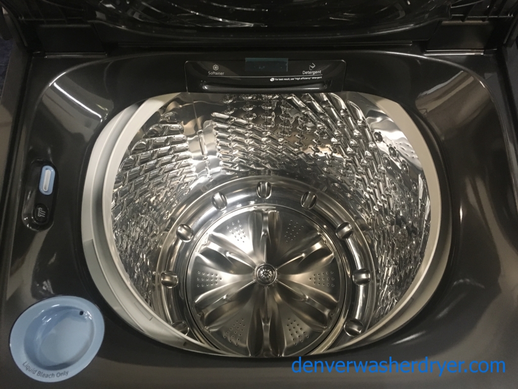 BRAND-NEW HE Samsung Direct-Drive with Steam Washer & Electric with Steam Dryer Set, Black Stainless, 1-Year Warranty