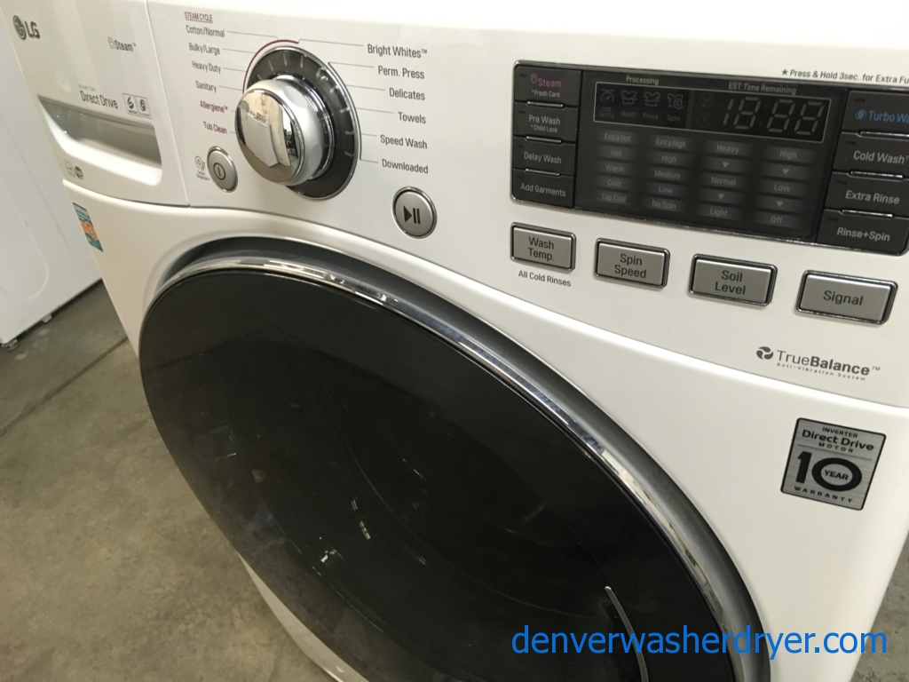 BRAND-NEW HE LG 27″ Stackable Front-Load Steam Washer, 1-Year Warranty