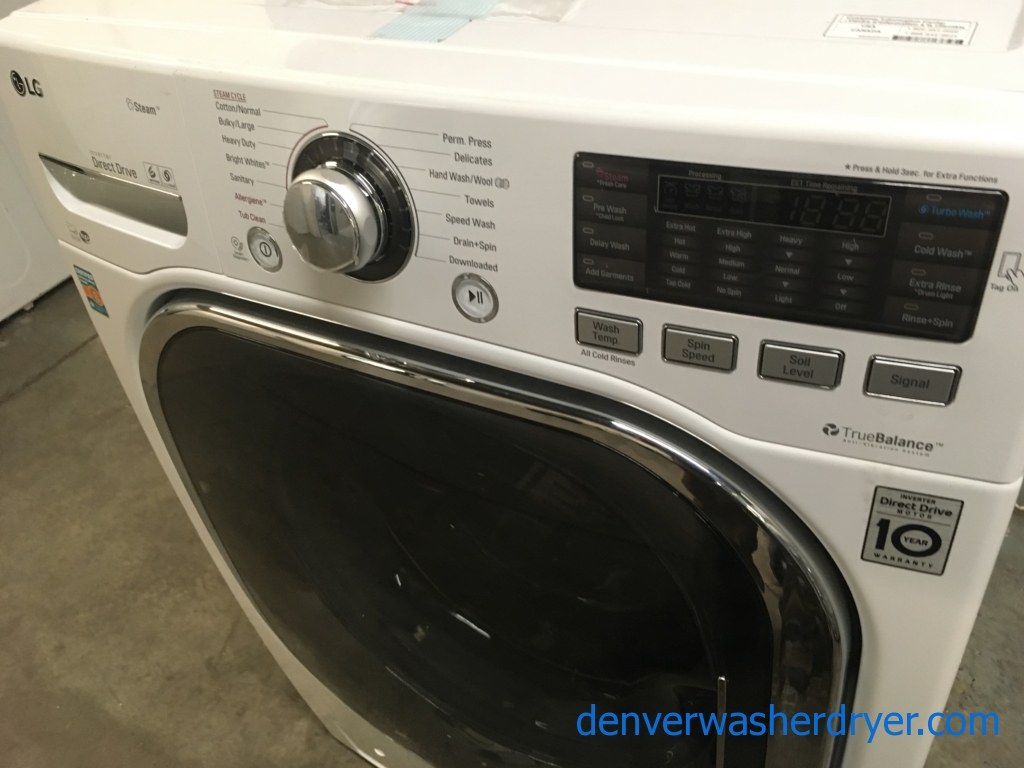 BRAND-NEW 27″ LG HE Stackable Front-Load Direct Drive Steam Washer, 1-Year Warranty