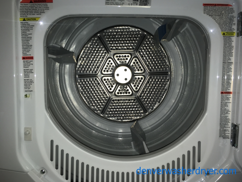 BRAND-NEW 24″ GE SpaceMaker (2.0 Cu. Ft.) Electric Stacked Laundry Unit 220v, 1-Year Warranty