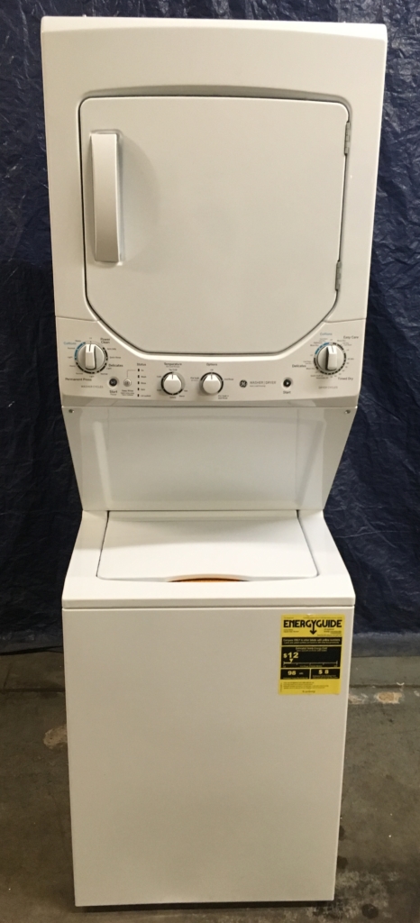 BRAND-NEW 24″ GE SpaceMaker (2.0 Cu. Ft.) Electric Stacked Laundry Unit 220v, 1-Year Warranty