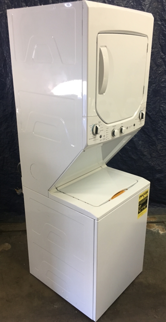 BRAND-NEW 24″ GE SpaceMaker (2.0 Cu. Ft.) Electric Stacked Laundry Unit 220v, 1-Year Warranty