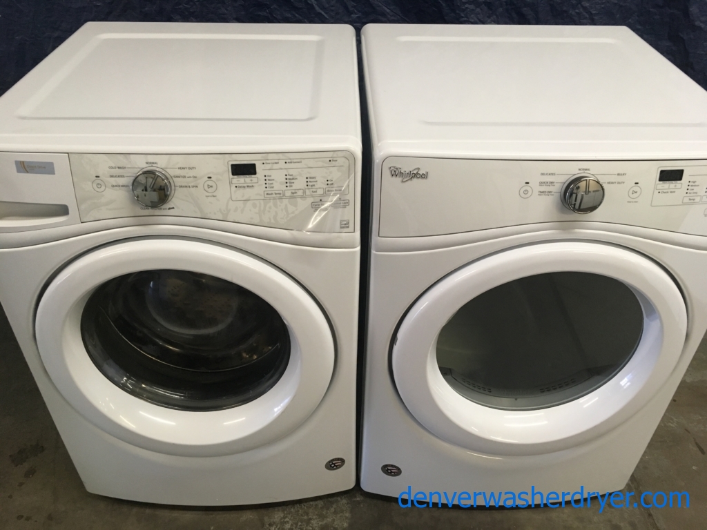 BRAND-NEW Whirlpool Stackable 27″ Front-Load HE Direct-Drive Washer & Electric Dryer 240v, 1-Year Warranty