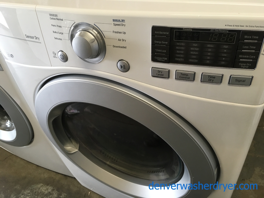 BRAND-NEW 27″ LG Stackable HE Front-Load Direct-Drive Washer & HE *GAS* Dryer, 1-Year Warranty