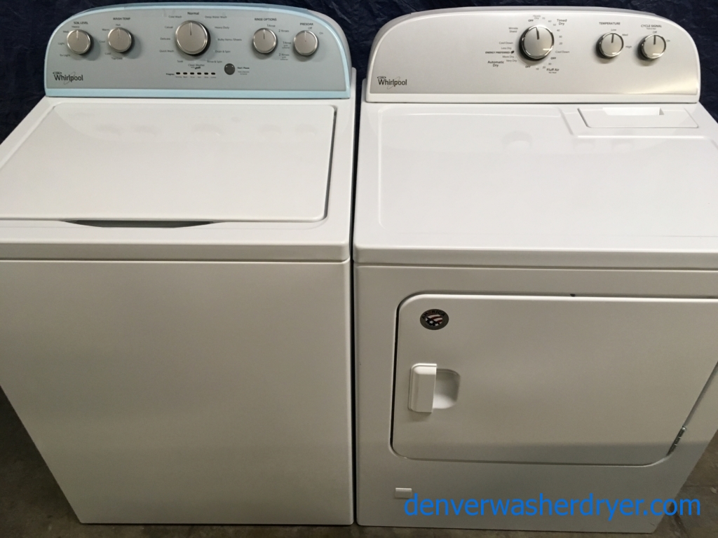 BRAND-NEW Whirlpool HE Top-Load Washer & 120v *Gas* Vented Dryer, 1-Year Warranty