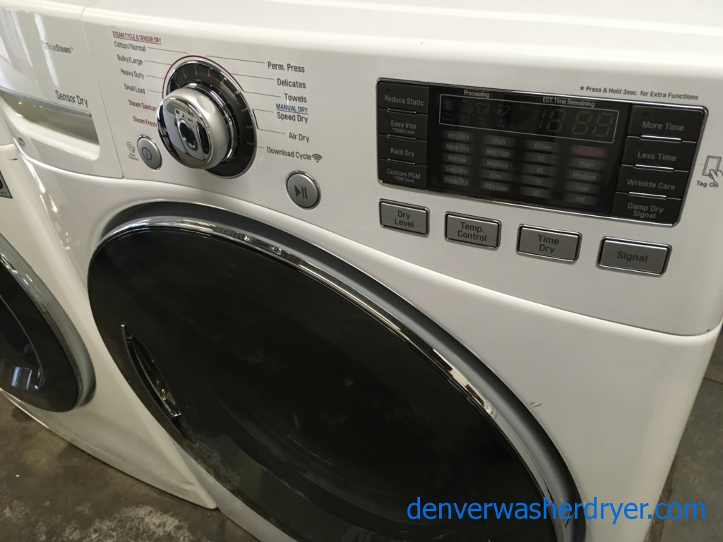 BRAND-NEW 27″ LG HE Front-Load Steam Washer & *GAS* Dryer with Steam, 1-Year Warranty