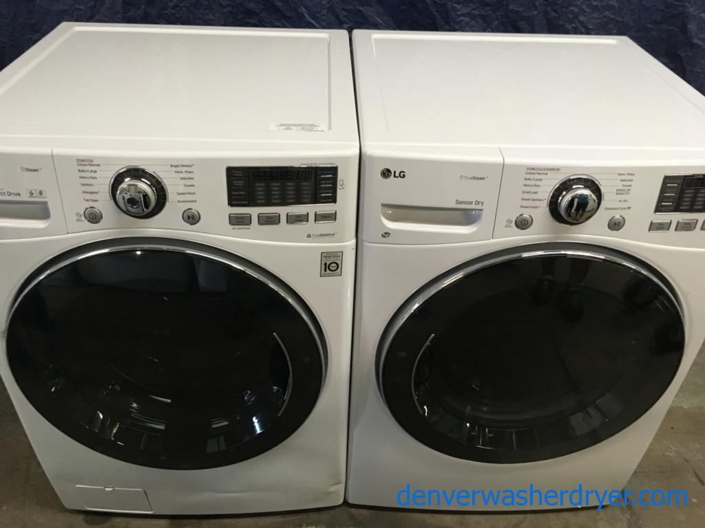 BRAND-NEW 27″ LG HE Front-Load Steam Washer & *GAS* Dryer with Steam, 1-Year Warranty