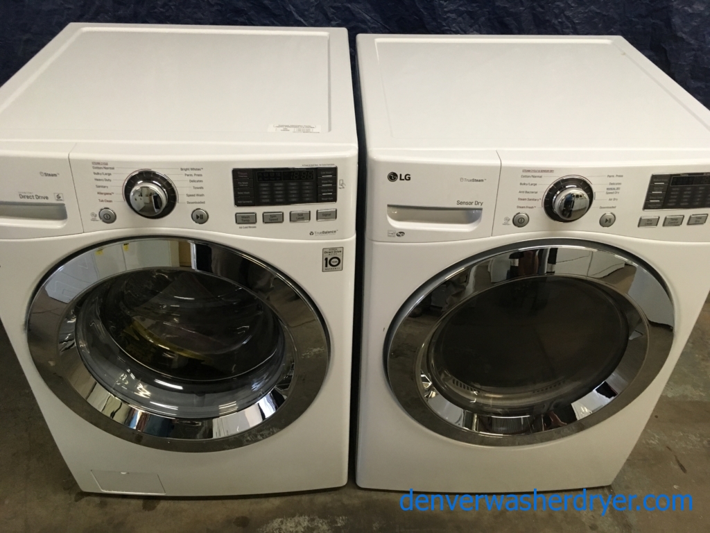 BRAND-NEW HE 27″ LG Stackable Front-Load Steam Washer & *GAS* w/Steam Dryer Set w/Pedestals, 1-Year Warranty