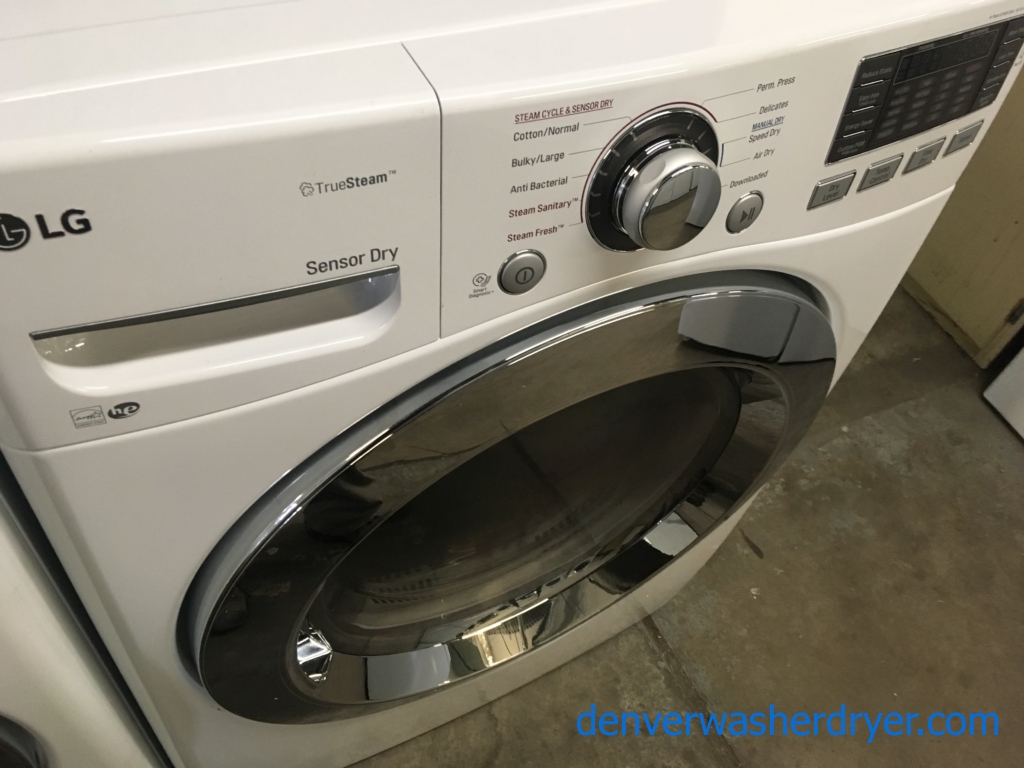 BRAND-NEW 27″ LG Stackable HE Front-Load Steam-Washer & *GAS* Steam-Dryer, 1-Year Warranty
