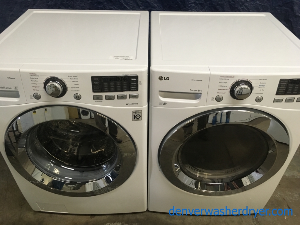 BRAND-NEW 27″ LG Stackable HE Front-Load Steam-Washer & *GAS* Steam-Dryer, 1-Year Warranty