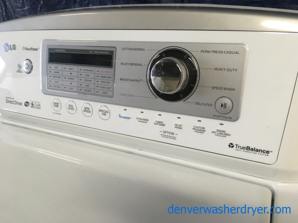 *Used* LG HE Top-Load Direct-Drive Energy Star Washer with WaveForce & Electric Dryer, 1-Year Warranty