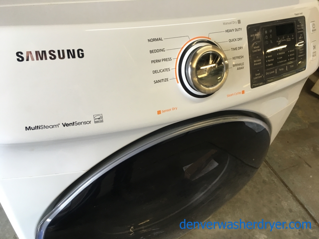 BRAND-NEW Samsung 27″ ENERGY STAR Stackable *GAS* with Steam Dryer, 1-Year Warranty