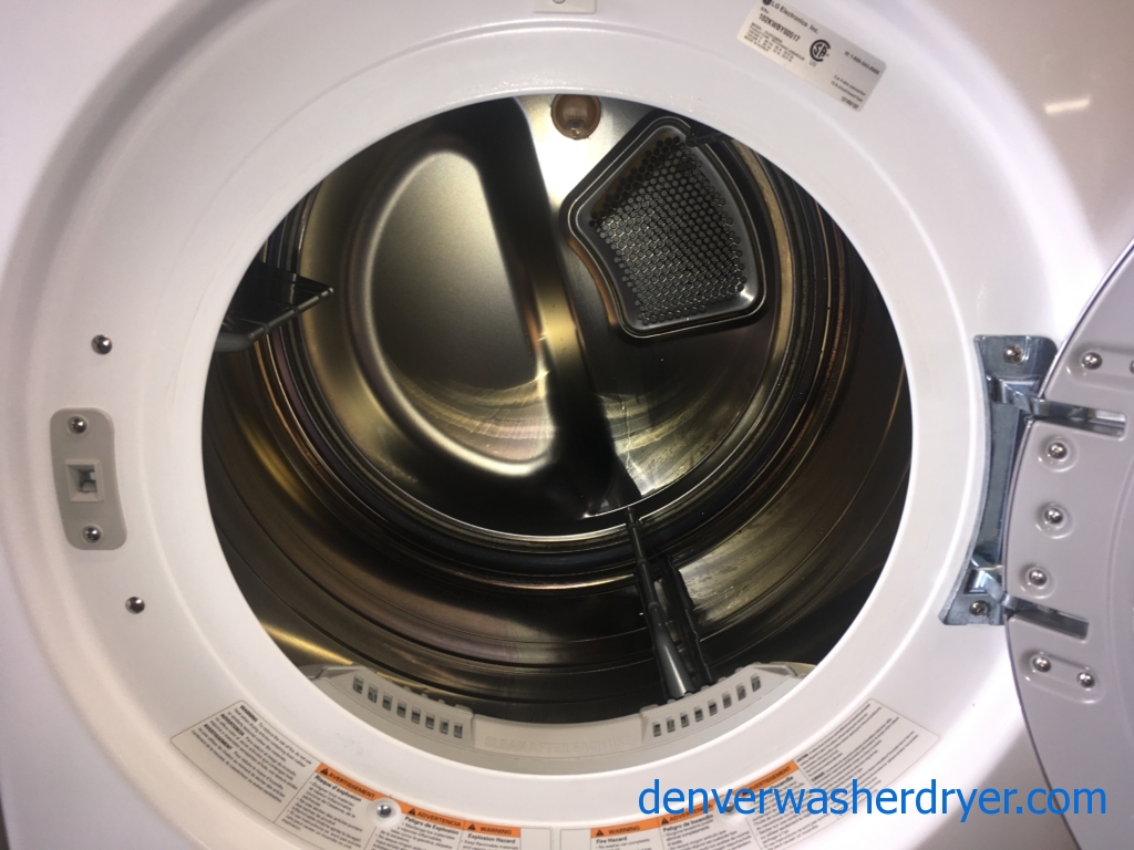 *Used* LG 27″ Stackable Front-Load HE Steam Washer & Electric Steam Dryer Set, 1-Year Warranty