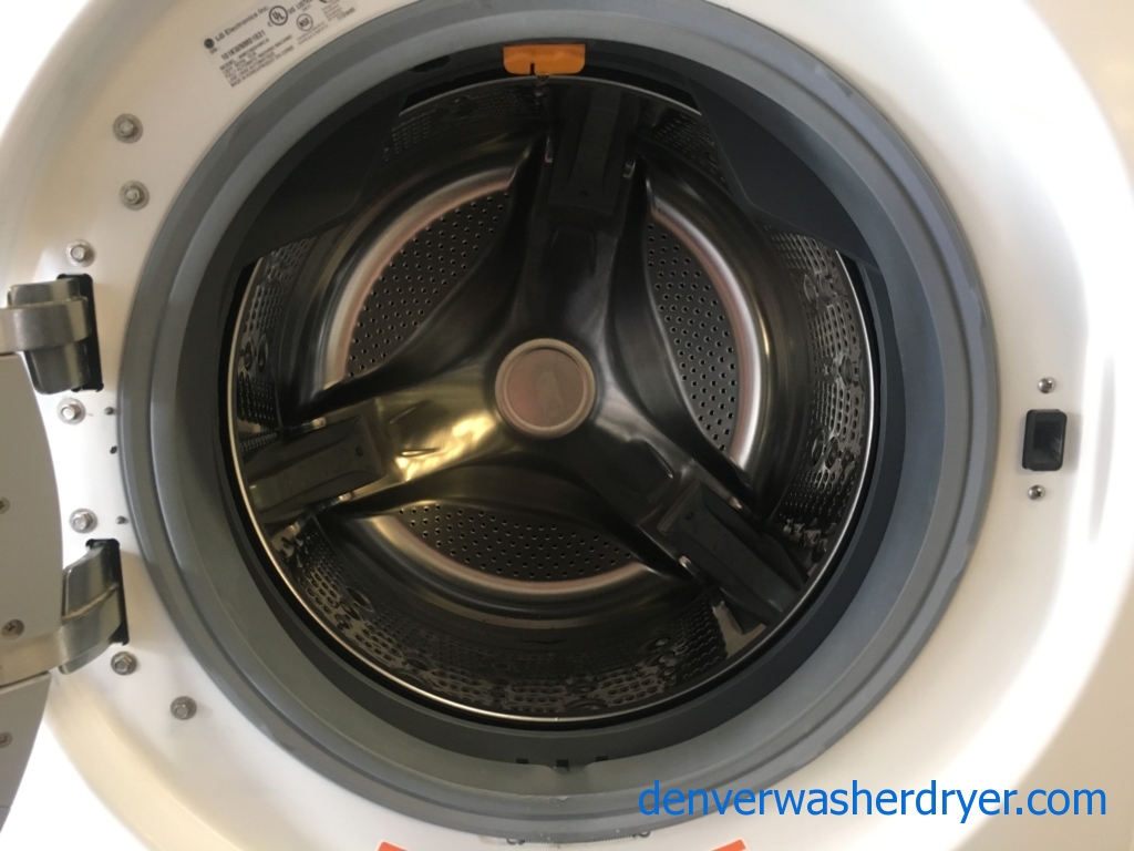 *Used* LG 27″ Stackable Front-Load HE Steam Washer & Electric Steam Dryer Set, 1-Year Warranty