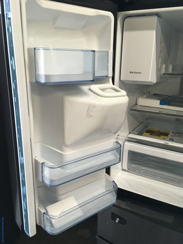 BRAND-NEW 36″ Samsung (27.8 Cu. Ft.) 4-Door French-Door Black Stainless Refrigerator, 1-Year Warranty