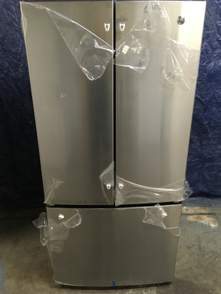 BRAND-NEW GE 33″ French Door Stainless Refrigerator with Ice Maker, 1-Year Warranty