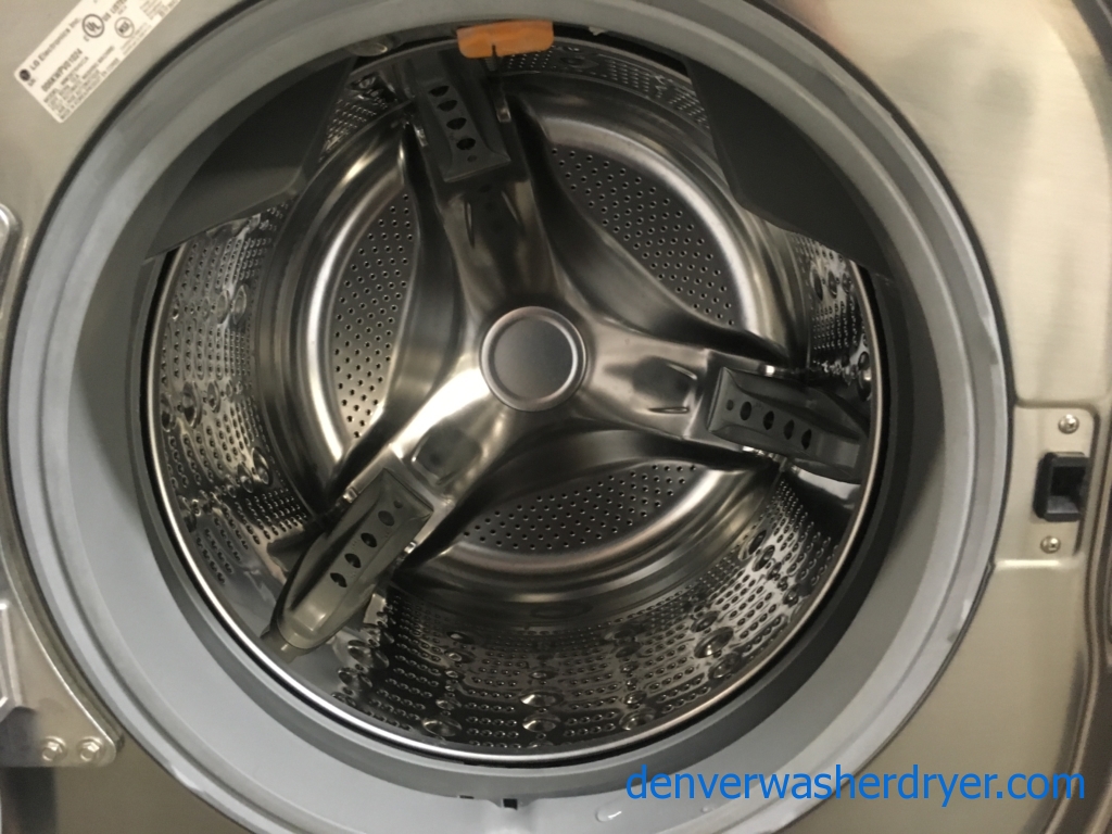 Quality Refurbished 27″ LG Front-Load Stackable HE Direct-Drive Steam Washer & Electric 220v Steam Dryer Set, 1-Year Warranty