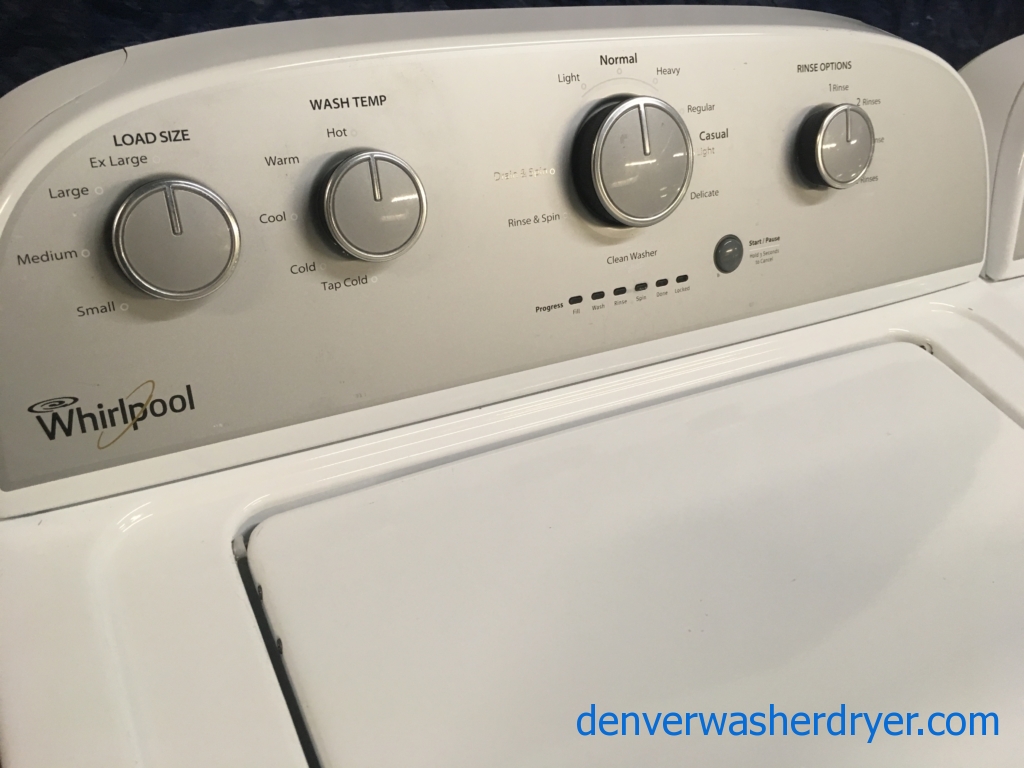 Wonderfully *Used* Whirlpool 27″ Top-Load Washer with Agitator & Electric Dryer Set, Quality Refurbished, 1-Year Warranty