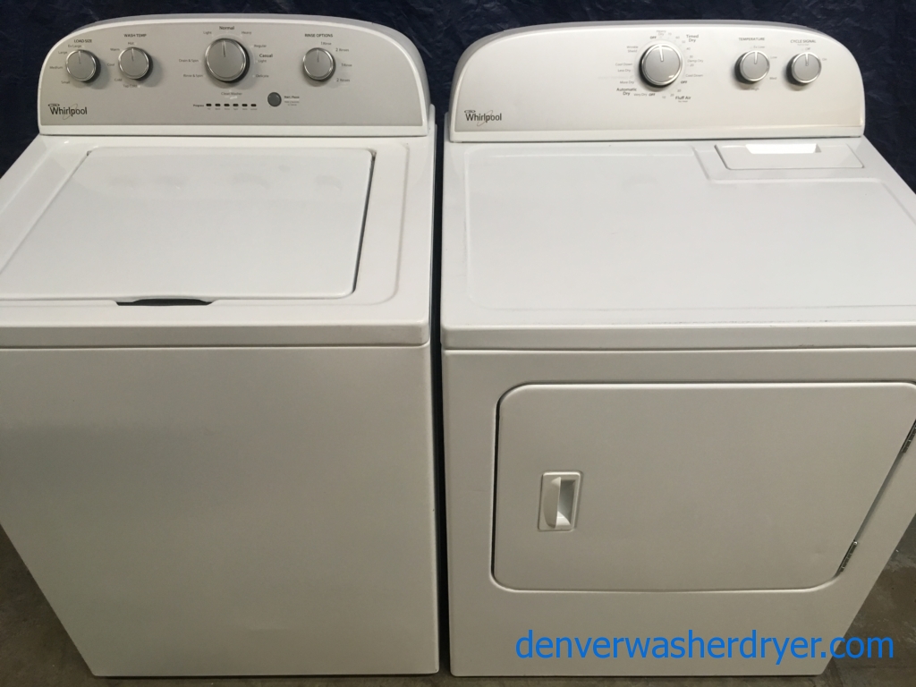 Wonderfully *Used* Whirlpool 27″ Top-Load Washer with Agitator & Electric Dryer Set, Quality Refurbished, 1-Year Warranty