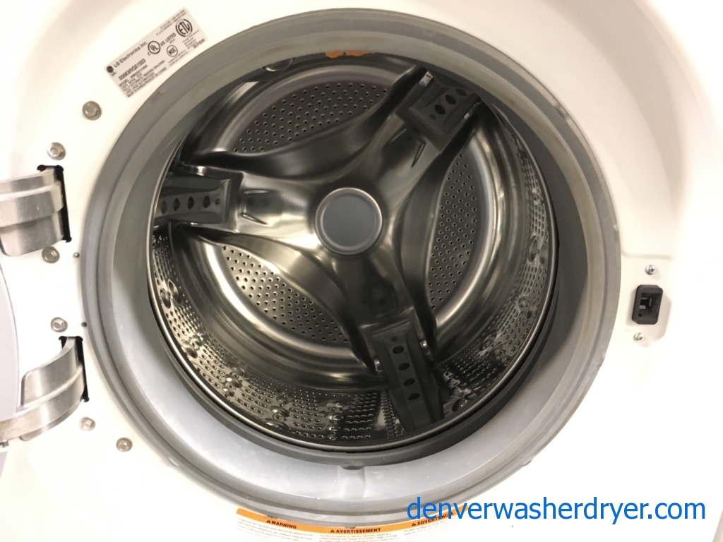 27″ LG Front-Load Stackable HE Direct-Drive Steam Washer & Electric 220v Steam Dryer Set, 1-Year Warranty