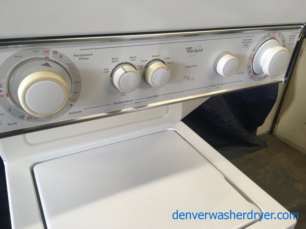 Quality Refurbished Whirlpool 24″ Thin-Twin Electric Laundry Center, 1-Year Warranty
