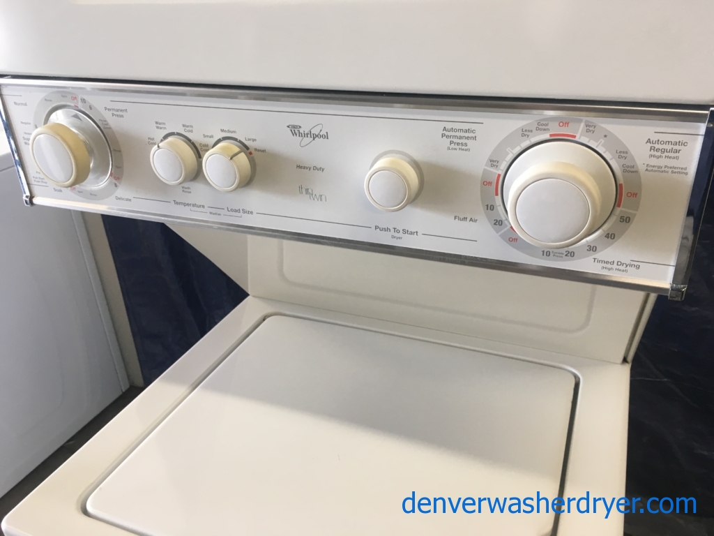 Quality Refurbished Whirlpool 24″ Thin-Twin Electric Laundry Center, 1-Year Warranty