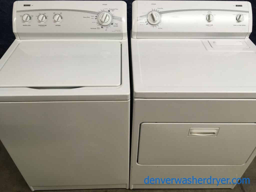 Quality Refurbished Kenmore Heavy-Duty Top-Load Direct-Drive Washer & Electric Dryer 220v, 1-Year Warranty