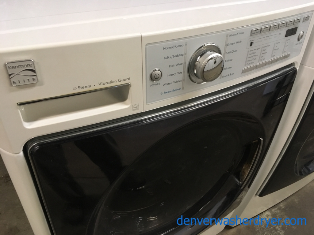 Quality Refurbished HE Kenmore Elite (LG) Highest Quality Front-Load Direct-Drive Washer & Electric Dryer w/Steam, 1-Year Warranty