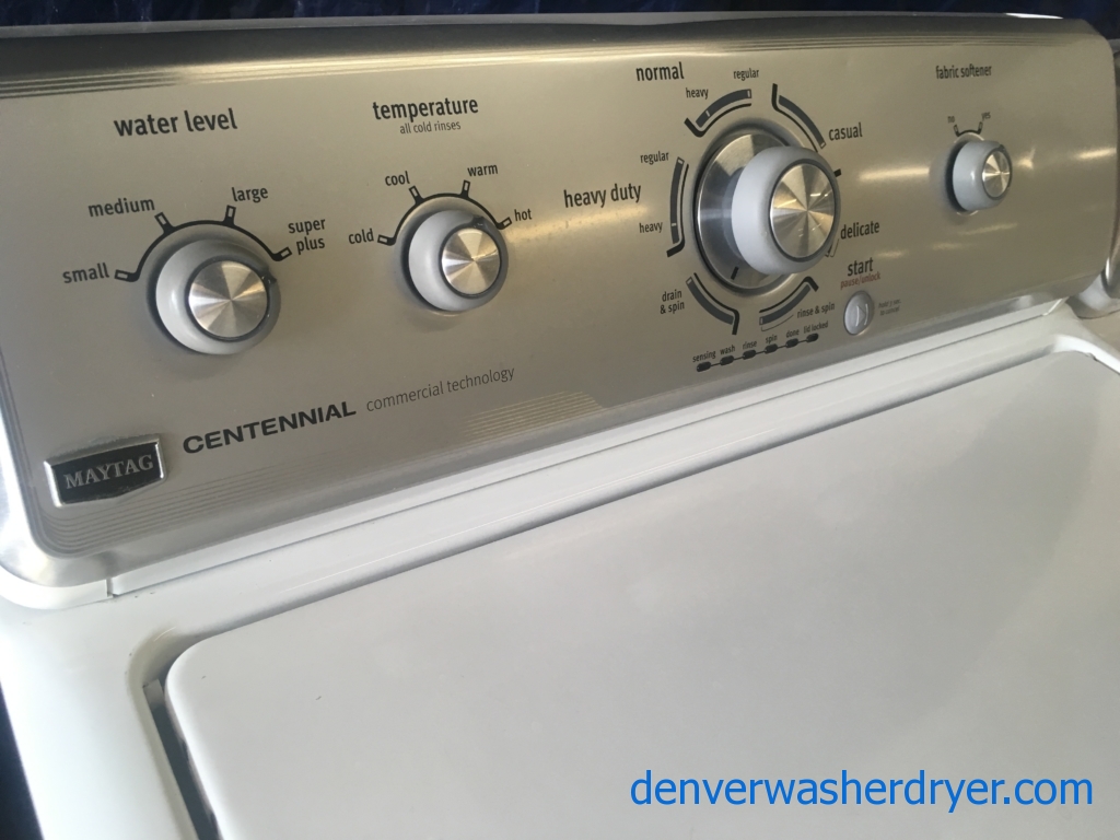 Maytag Centennial Commercial Technology Top-Load Washer & Electric 220v Dryer, 1-Year Warranty