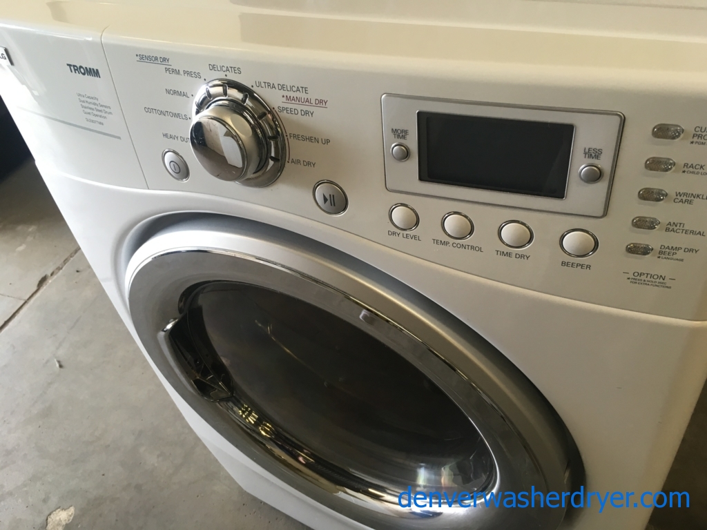 27″ Quality Refurbished Stackable LG TROMM Electric Dryer, 1-Year Warranty