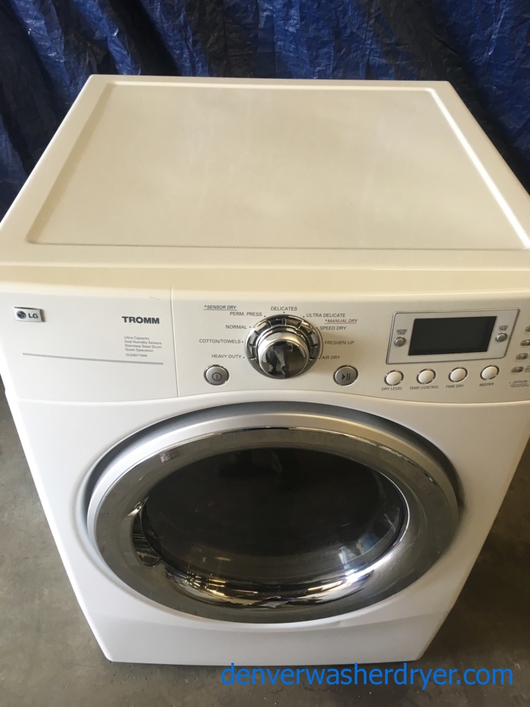 27″ Quality Refurbished Stackable LG TROMM Electric Dryer, 1-Year Warranty