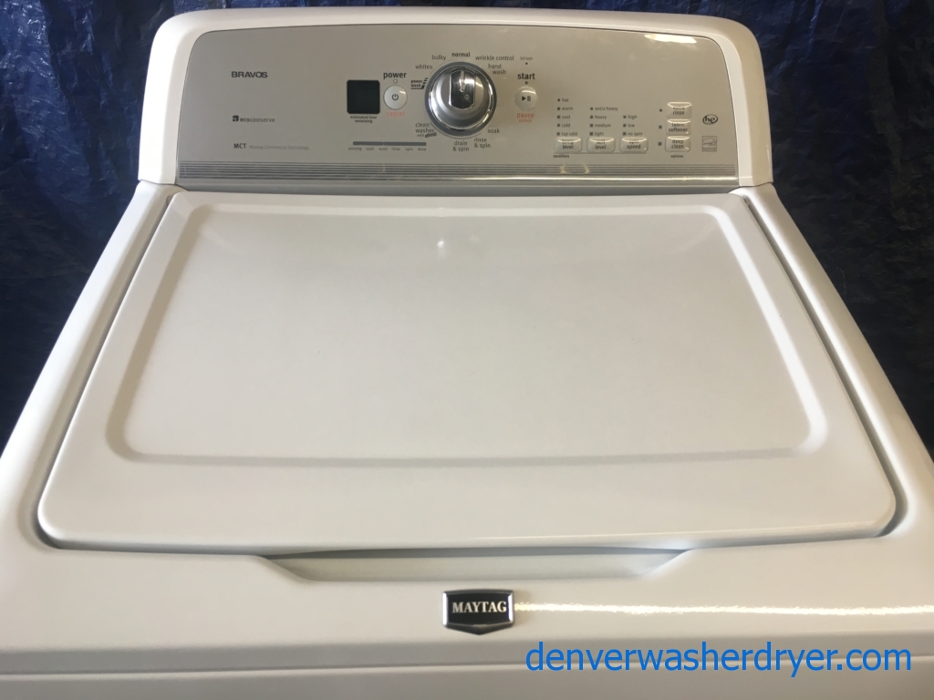 27″ HE Maytag Bravos-X Series Top-Load Washer, 1-Year Warranty
