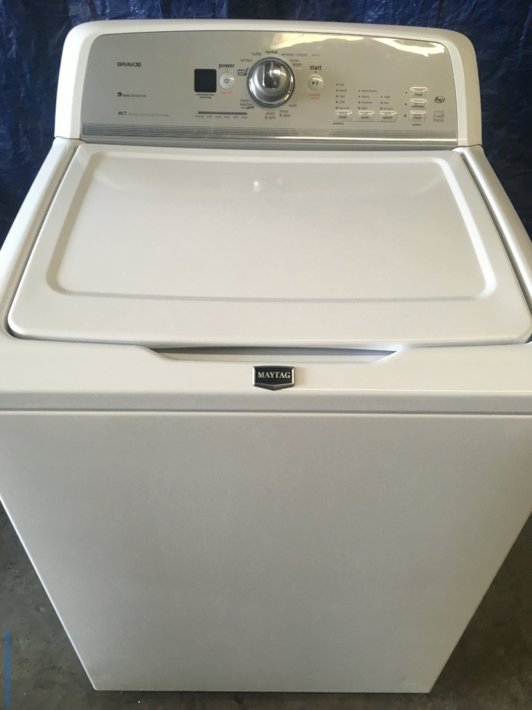 27″ HE Maytag Bravos-X Series Top-Load Washer, 1-Year Warranty