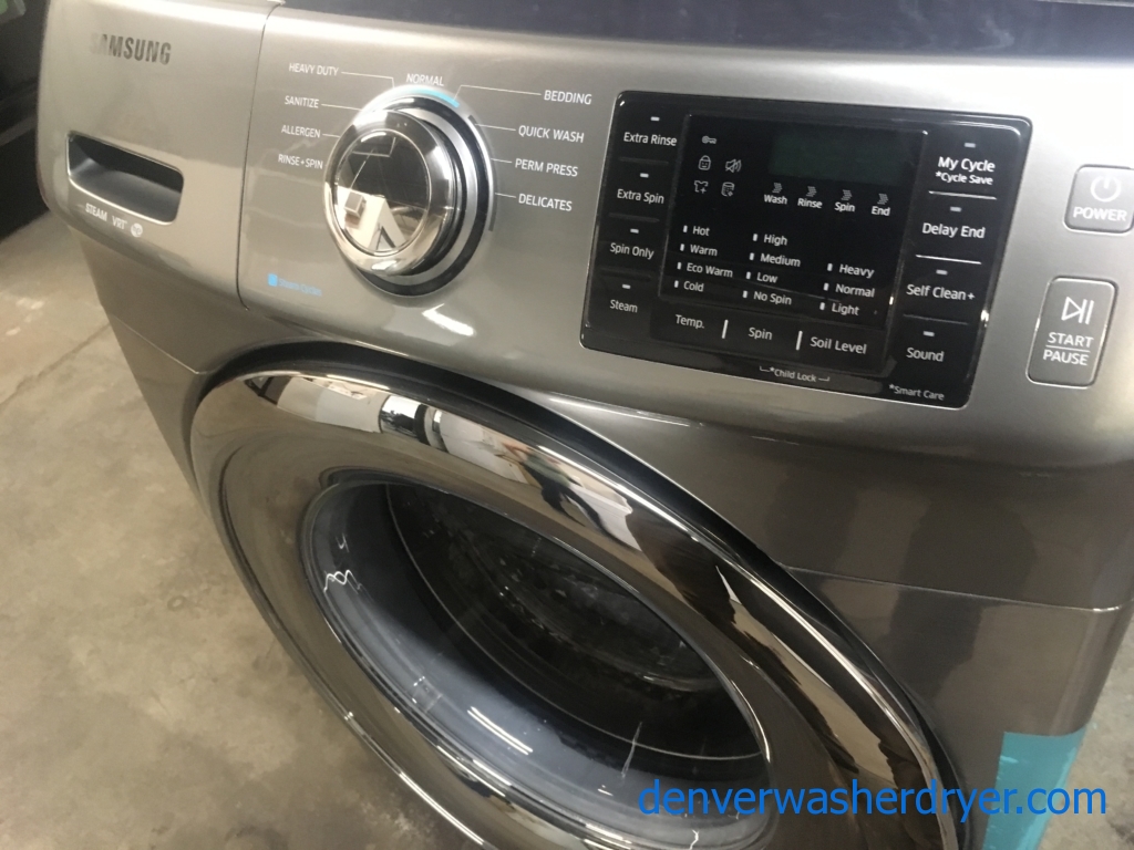 BRAND-NEW Samsung 27″ Front-Load Stackable Direct-Drive Washer w/Steam, 1-Year Warranty