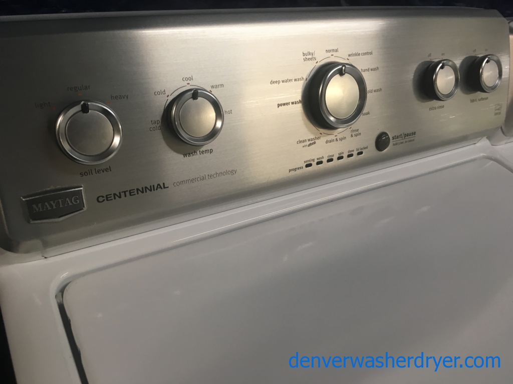 Maytag Centennial Series 27″ HE Top-Load Washer & Electric Dryer, 1-Year Warranty