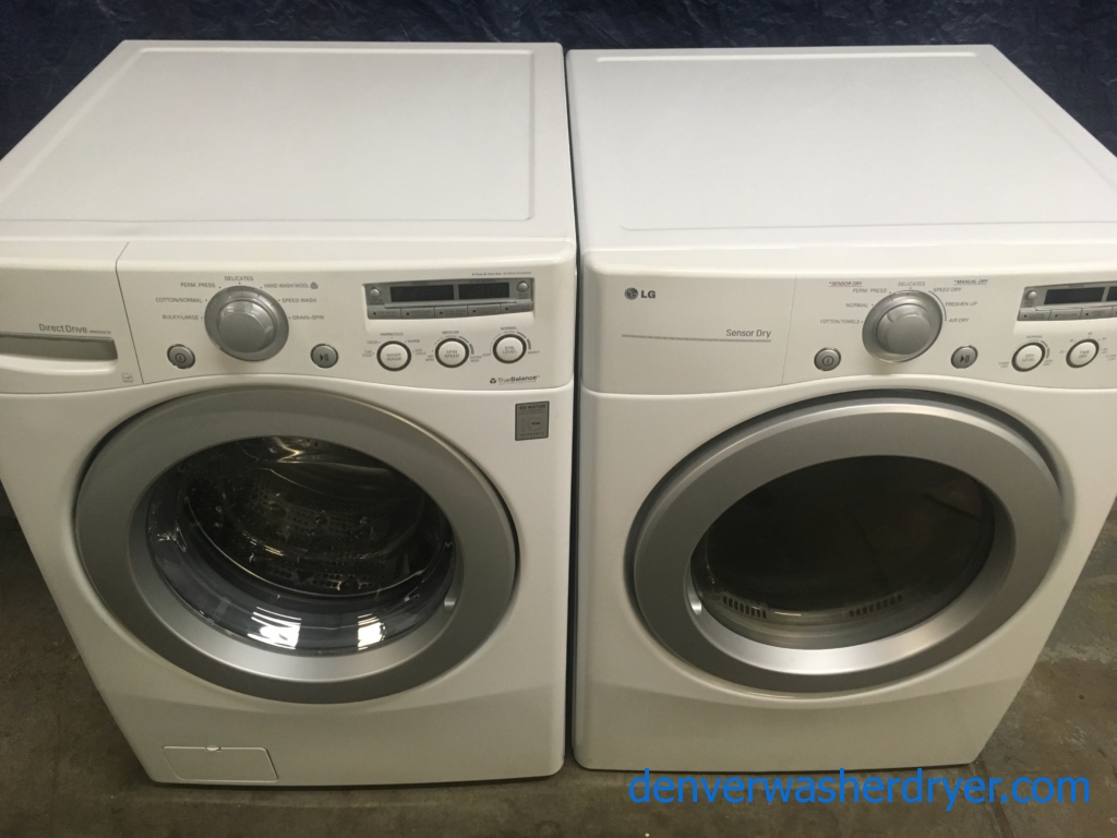 Quality Refurbished LG HE 27″ Stackable Front-Load ENERGY STAR Washer & Electric Dryer Set, 1-Year Warranty