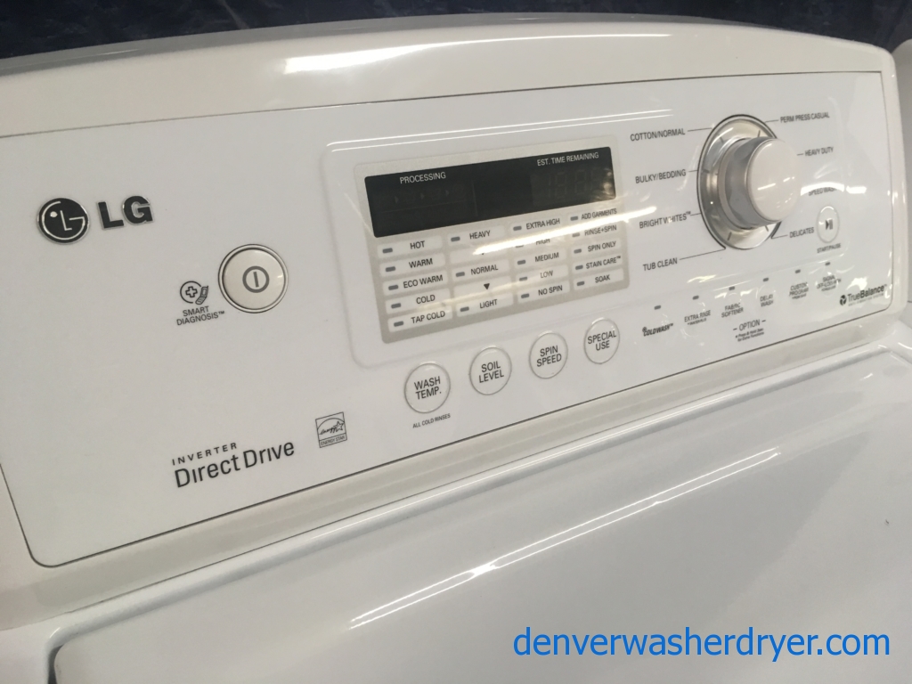 LG 27″ Top-Load HE Direct-Drive Washer & Electric Dryer, 1-Year Warranty