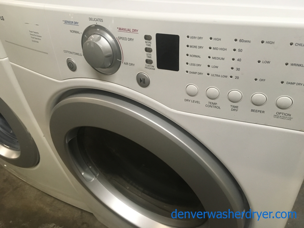 27″ LG HE Front-Load Stackable Direct-Drive Washer & Electric Dryer, 1-Year Warranty