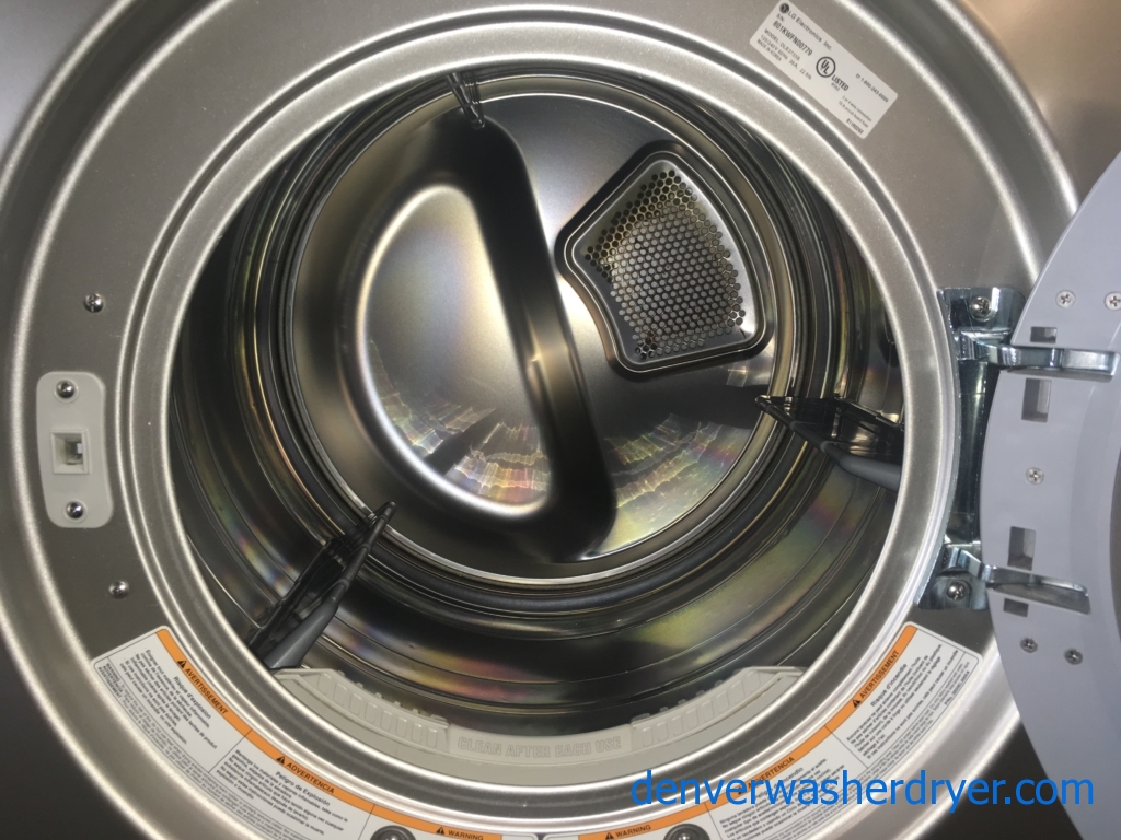 Quality Refurbished 27″ LG Front-Load Stackable Direct-Drive Washer & Electric Dryer Set w/Pedestals, 1-Year Warranty