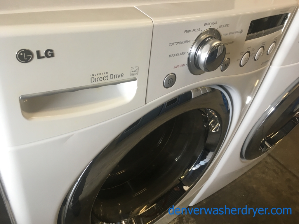 Quality Refurbished 27″ LG Front-Load Stackable Direct-Drive Washer w/Sanitary & Electric Dryer Set, 1-Year Warranty