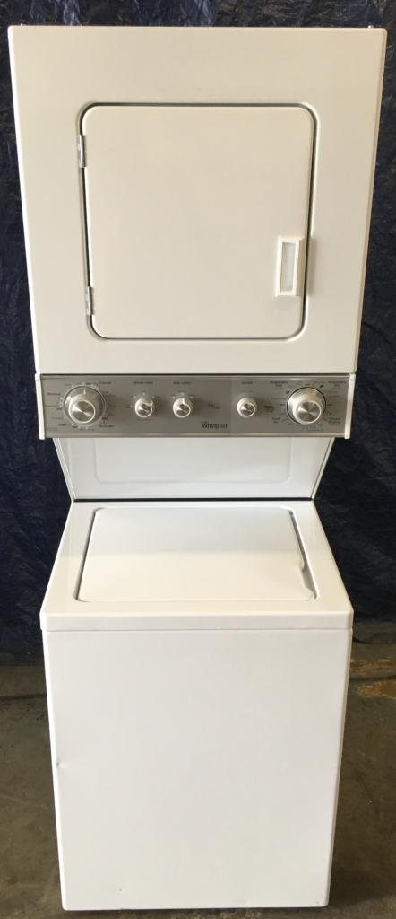 BRAND-NEW Whirlpool 24″ Heavy-Duty Stacked Laundry Center w/Direct-Drive Washer & Electric (220v) Dryer, 1-Year Warranty