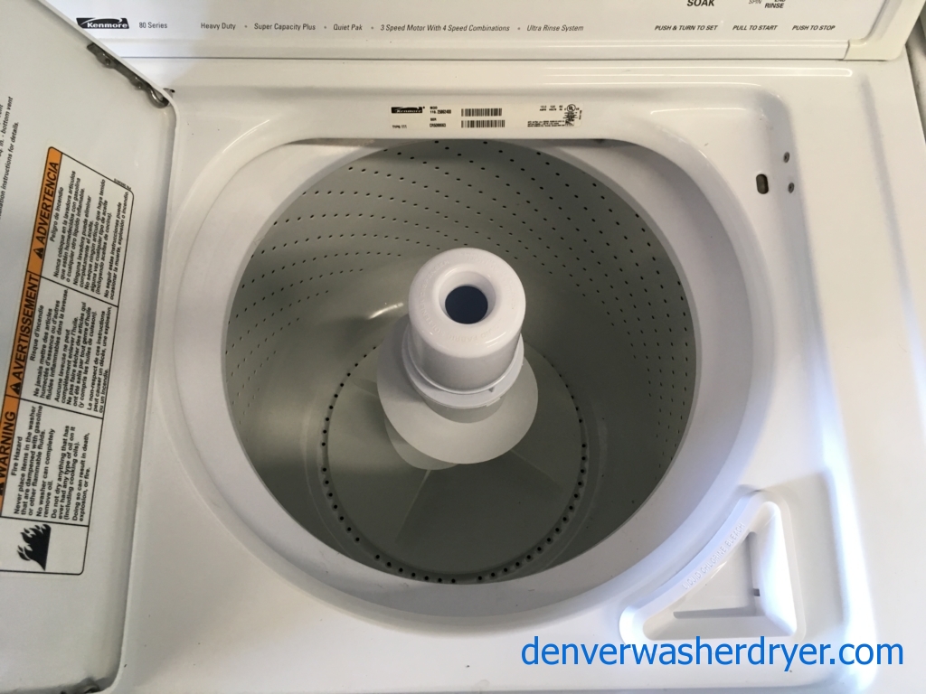 Heavy-Duty Kenmore Top-Load Washer with Agitator & Electric Dryer, 1-Year Warranty